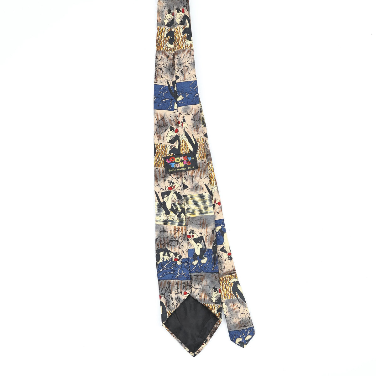 Back Back of Vintage 1990's Looney Tunes Sylvester Cartoon Patterned Tie