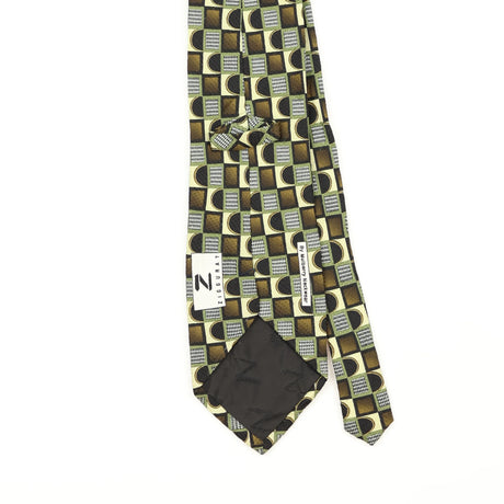 Back Back Detail of Vintage 1990's Mulberry Geometric Patterned Tie