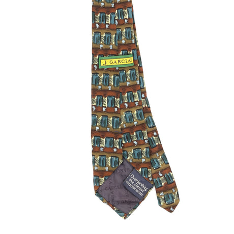 Back Back Detail of Vintage 1990's Jerry Garcia Overseeing The Desert Geometric Patterned Tie