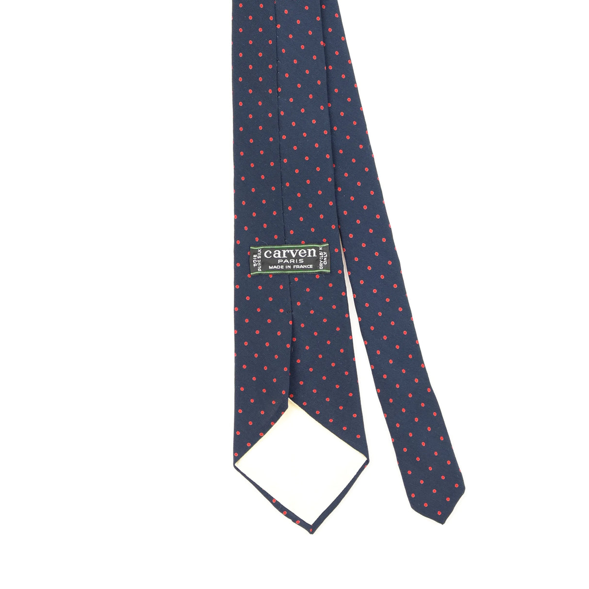 Back Back Detail of Vintage 1980's Carven Polka Dot Patterned Tie