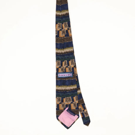 Back Back of Vintage 1990's Stonehenge Jamal Anderson Geometric Patterned Tie