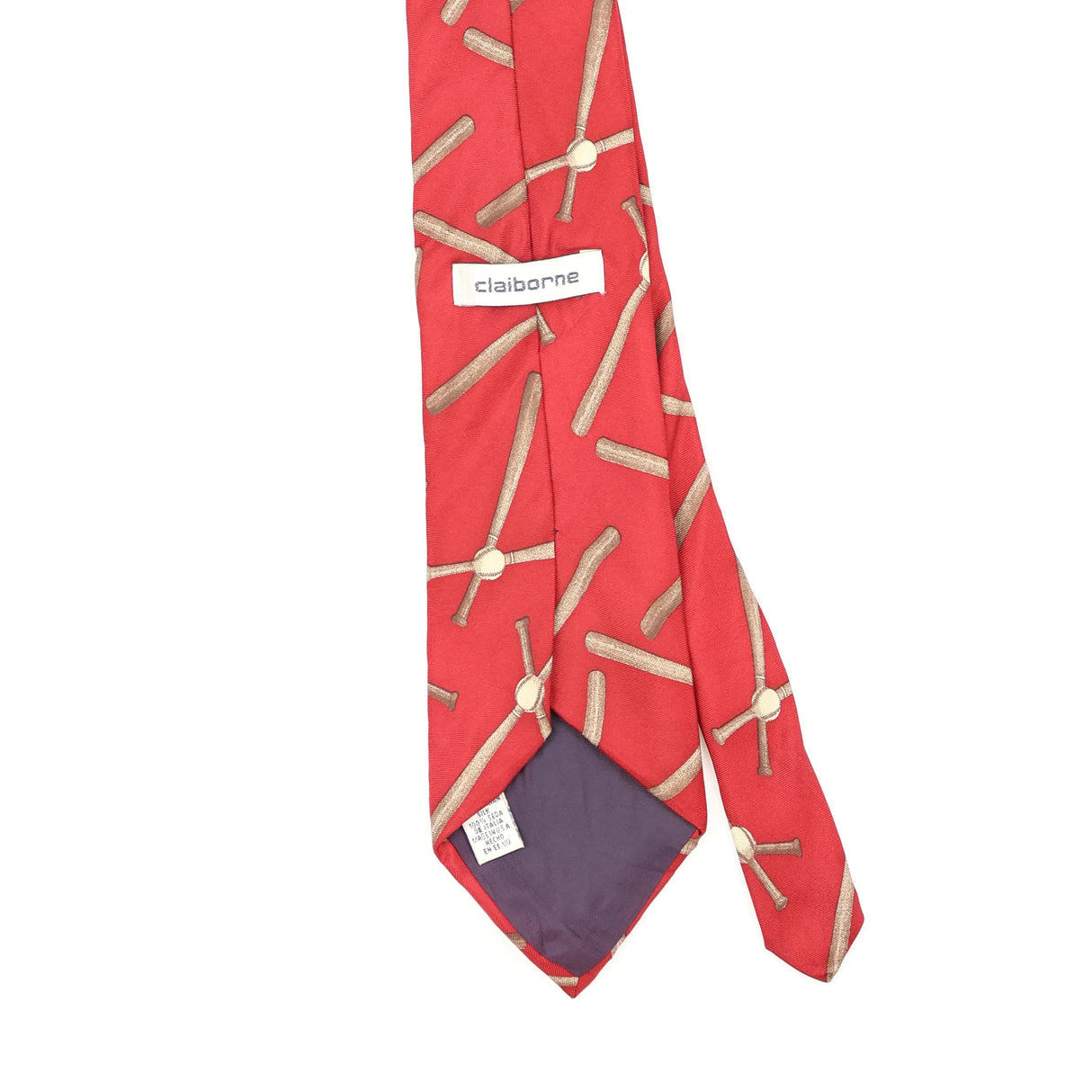 Back Back Detail of Vintage 1990's Claiborne Baseball Geometric Patterned Tie