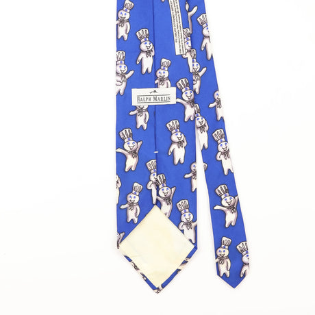 Back Detail of Vintage Ralph Marlin Pillsbury Doughboy Cartoon Patterned Tie