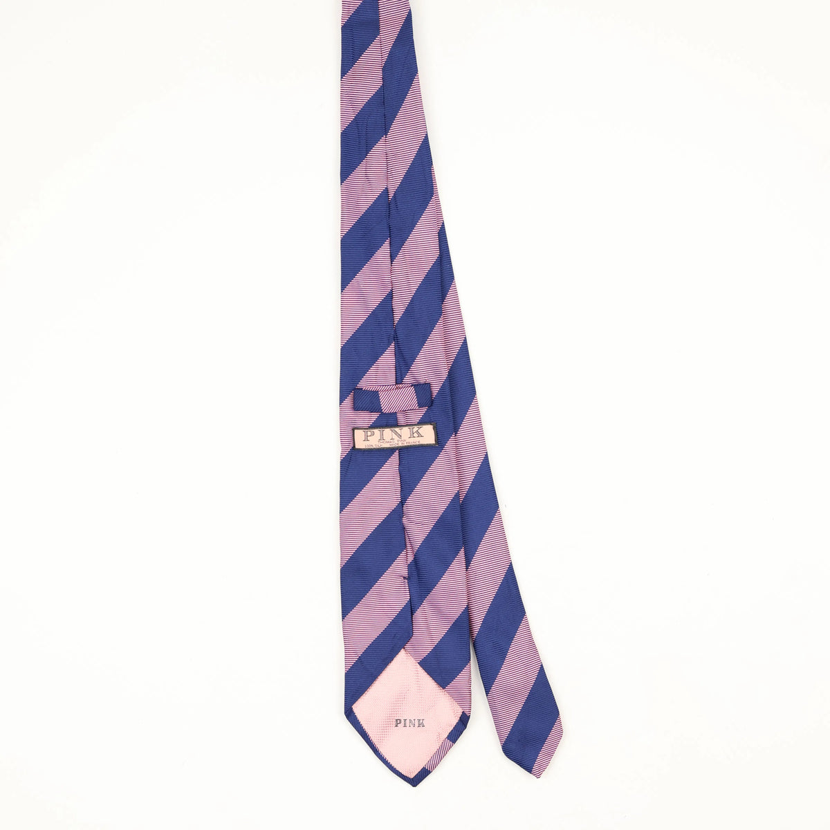 Back Back of Vintage 1990's Thomas Pink Striped Patterned Tie