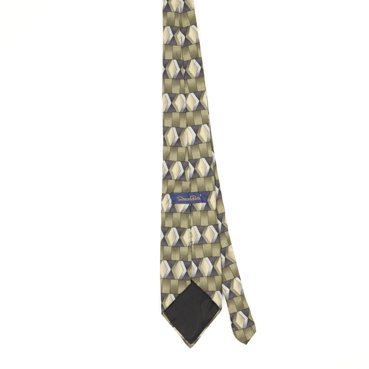 Back Back of Vintage 1990's Oscar De La Renta Geometric Patterned Tie