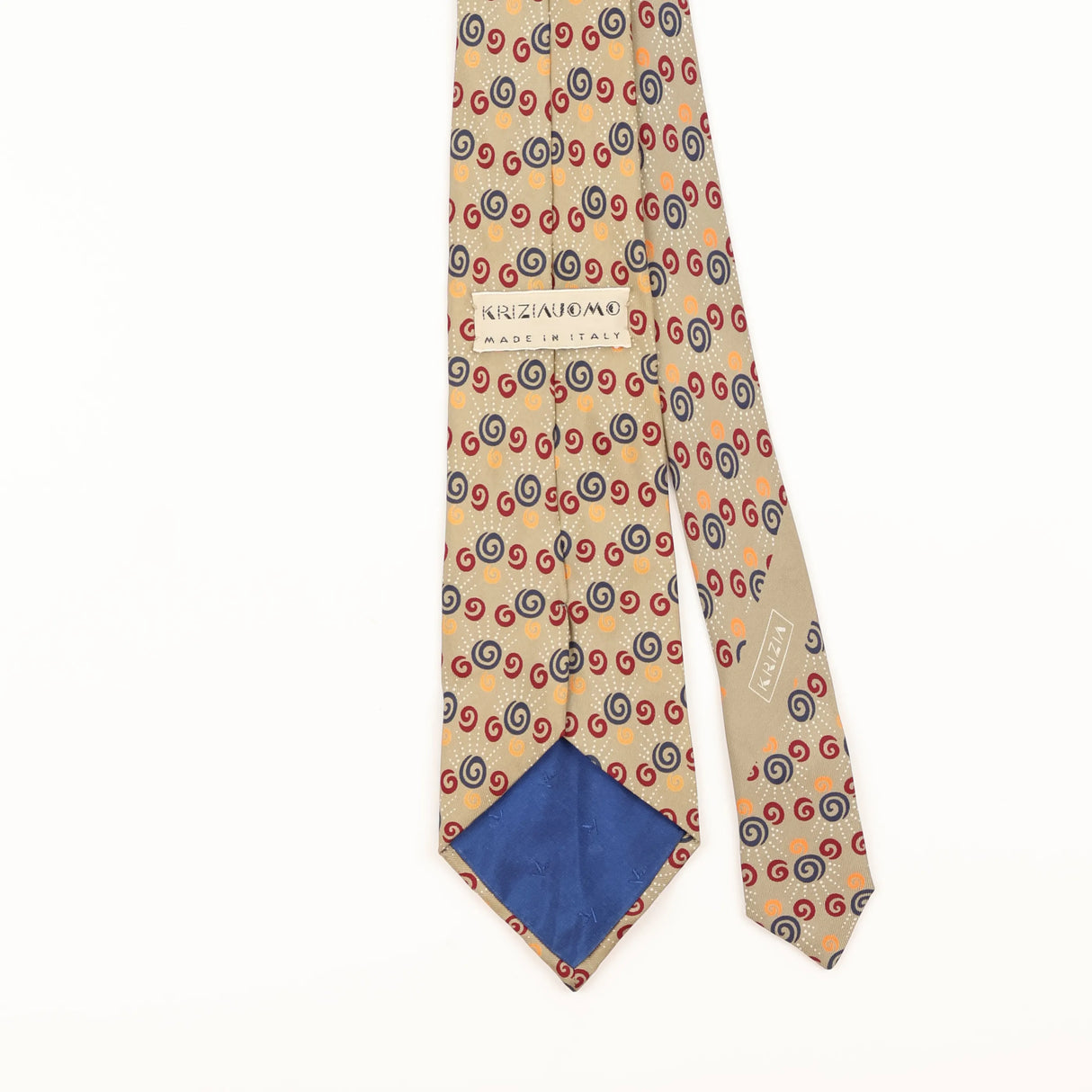 Back Detail of Vintage 1990's Krizia Uomo Swirl Geometric Patterned Tie