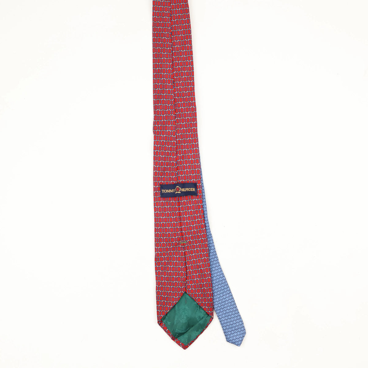 Back Back of Vintage 1990's Tommy Hilfiger Links Geometric Patterned Tie