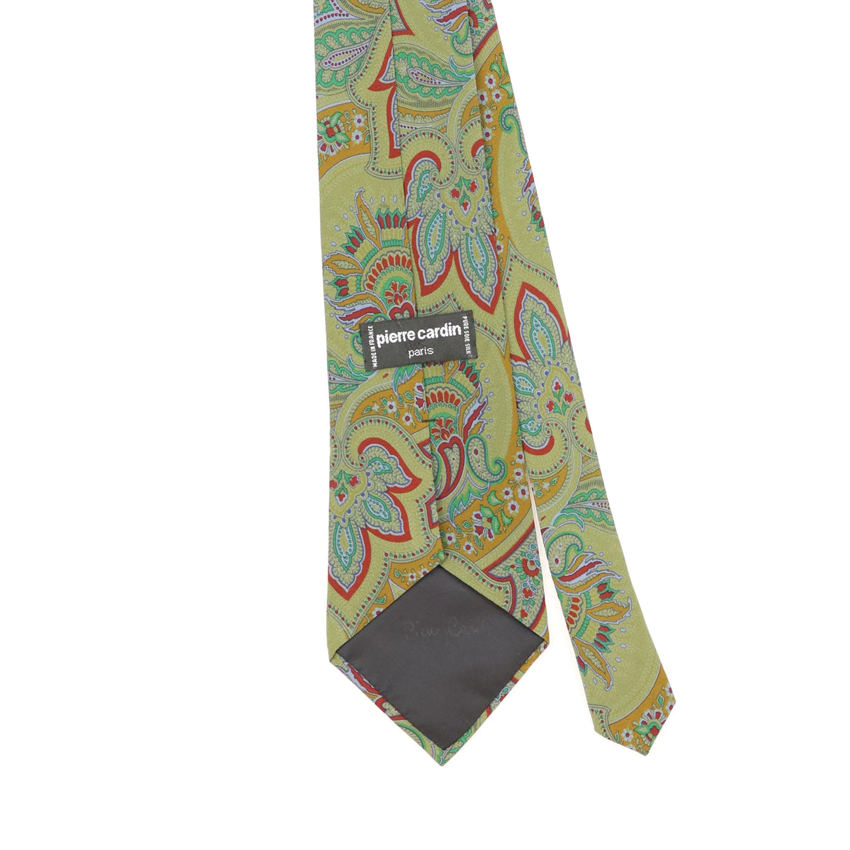 Back Detail of Vintage 1980's Pierre Cardin Paisley Patterned Tie