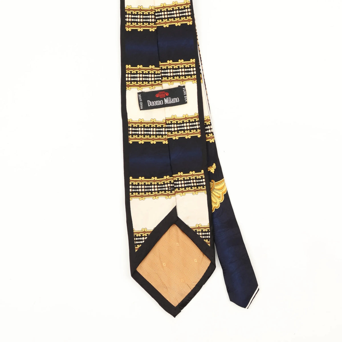 Back Back Detail of Vintage 1990's Fleur De Lis Geometric Patterned Tie