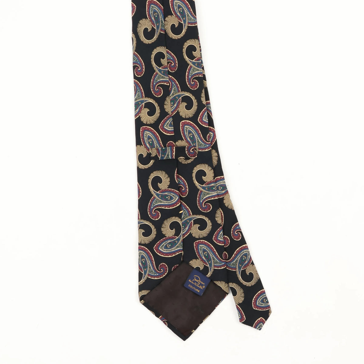 Back Back Detail of Vintage 1990's Oscar De La Renta Paisley Patterned Tie