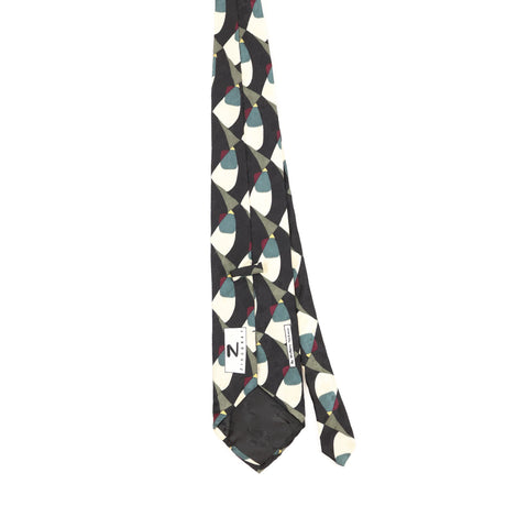 Back Back of Vintage 1990's Mulberry Geometric Patterned Tie
