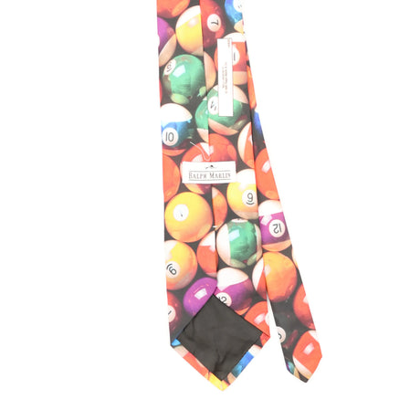 Back Back Detail of Vintage 1990's Ralph Marlin Pool Balls Abstract Patterned Tie