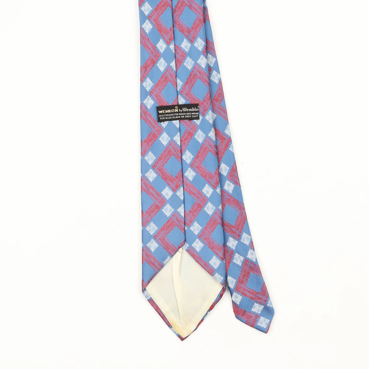Back Back Detail of Vintage 1980's Wembley Geometric Patterned Tie