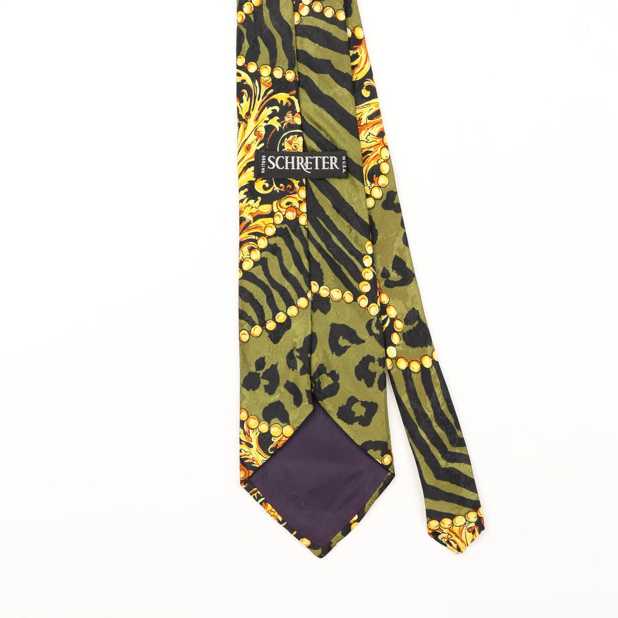 Back Detail of Vintage 1990's Baroque Abstract Patterned Tie