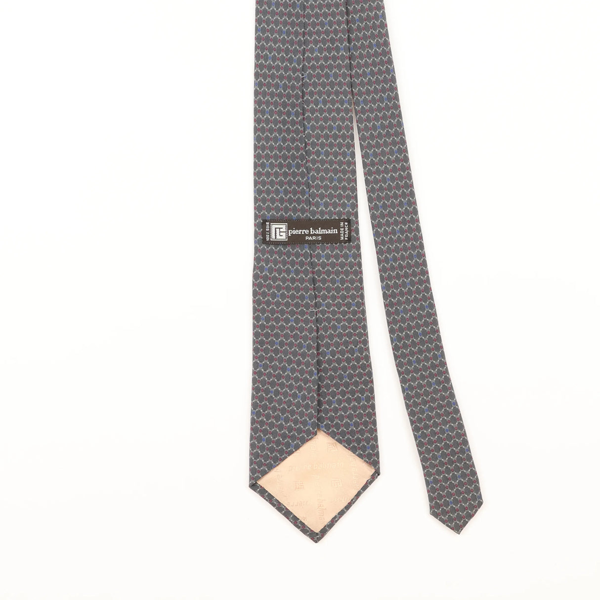 Back Detail of Vintage 1990's Pierre Balmain Geometric Patterned Tie