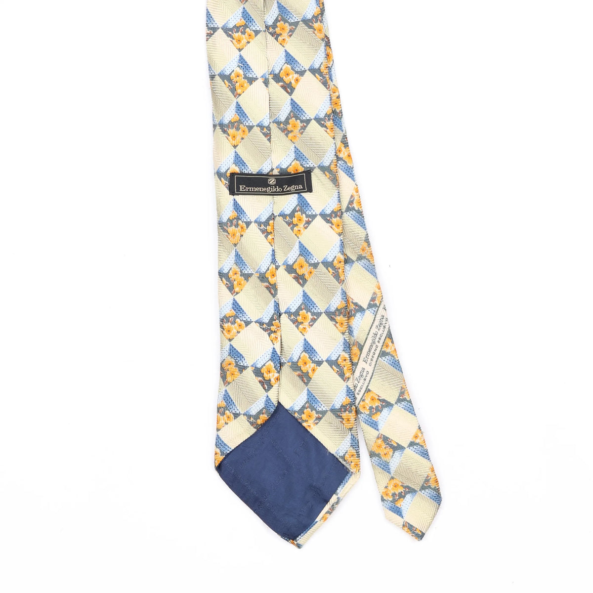 Back Back Detail of Vintage 1990's Ermenegildo Zegna Geometric Patterned Tie
