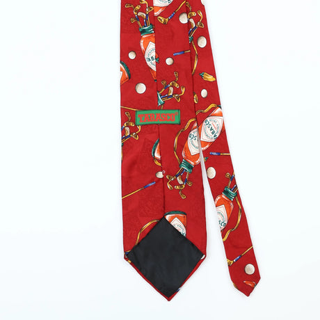 Back Detail of Vintage Tabasco Golf Cartoon Patterned Tie