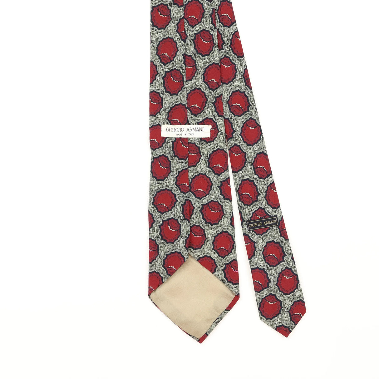 Back Detail of Vintage 1980's Giorgio Armani Geometric Patterned Tie