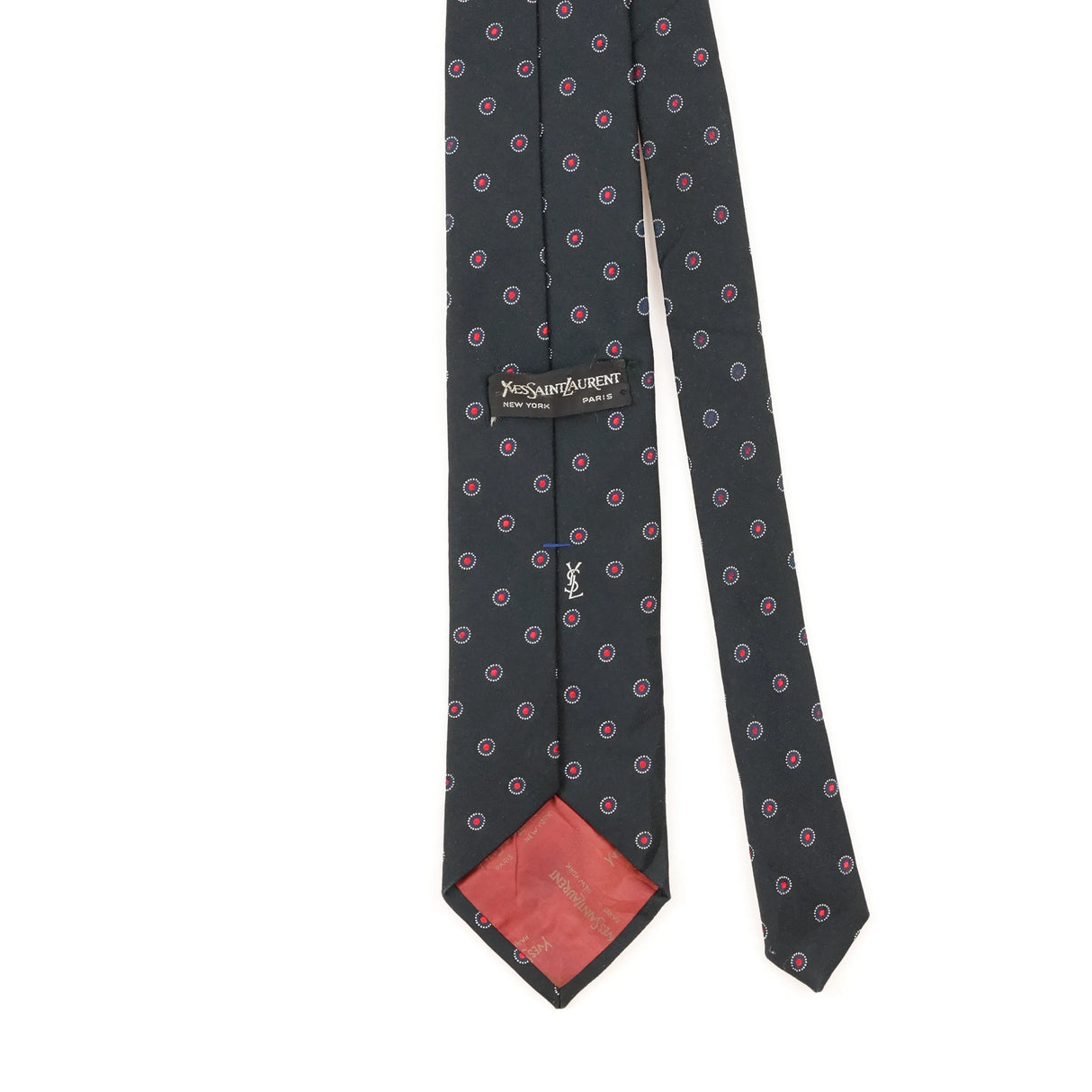 Back Detail of Vintage 1990's Yves Saint Laurent Geometric Patterned Tie