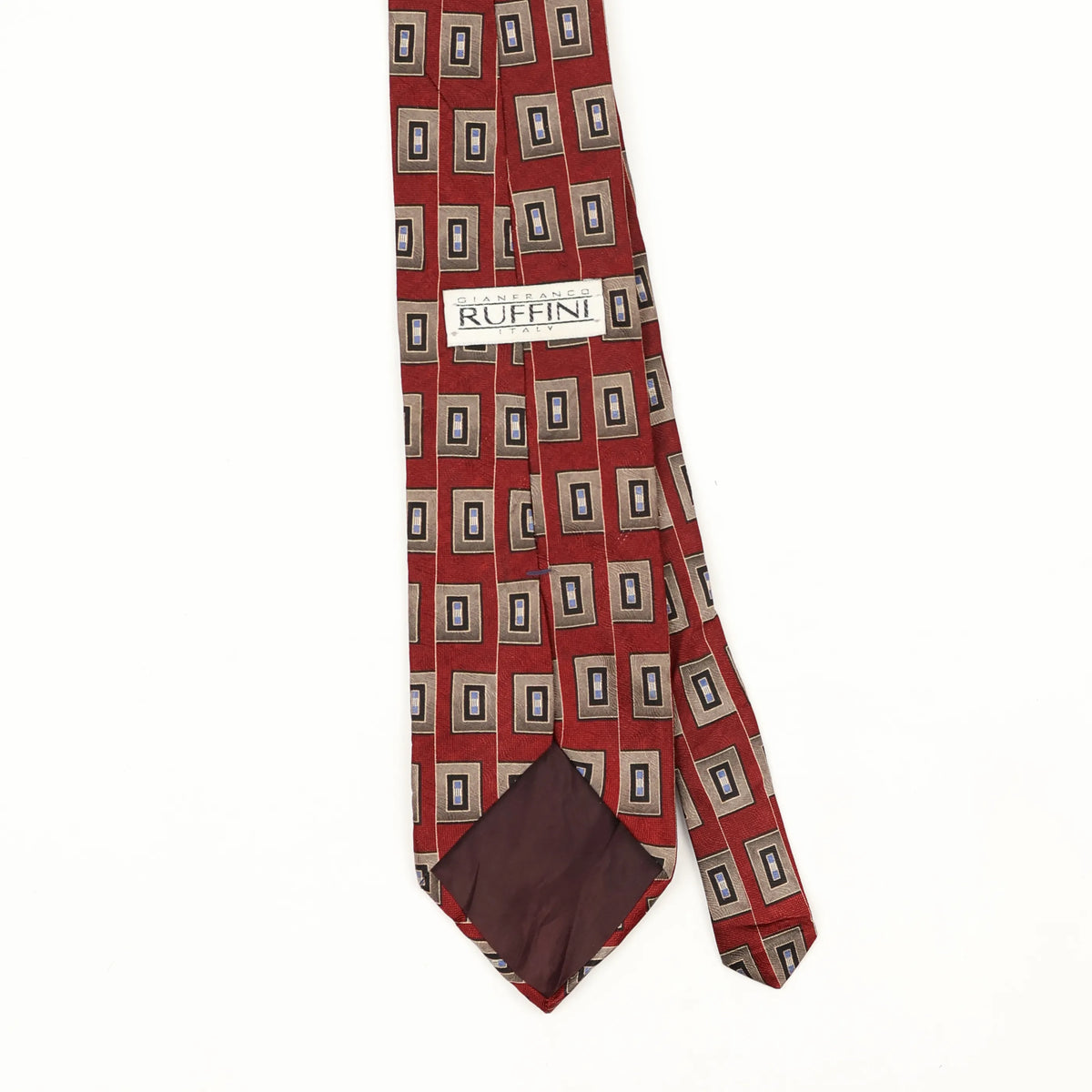 Back Back Detail of Vintage 1990's Gianfranco Ruffini Geometric Patterned Tie