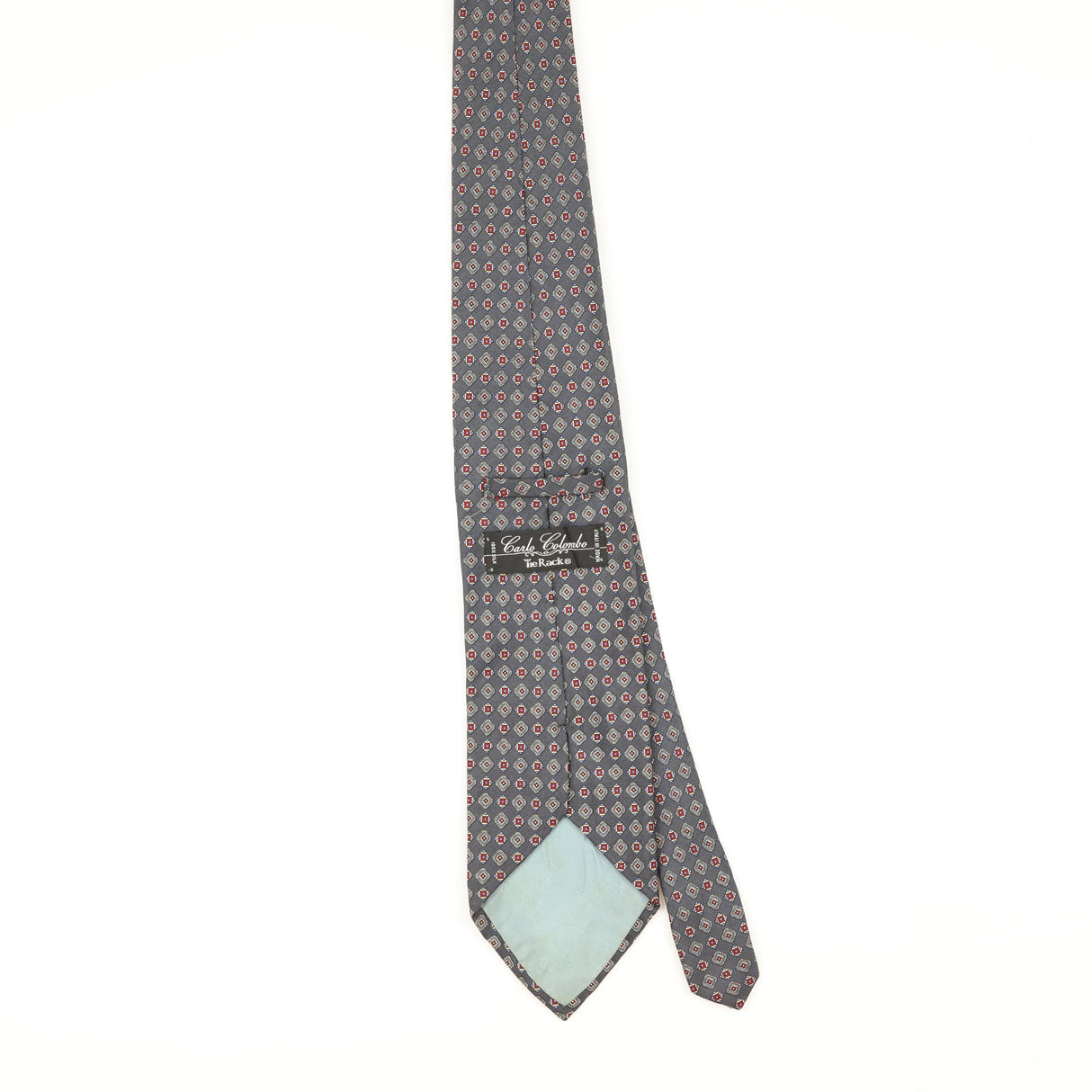 Back of Vintage 1990's Tie Rack Carlo Colombo Geometric Patterned Tie