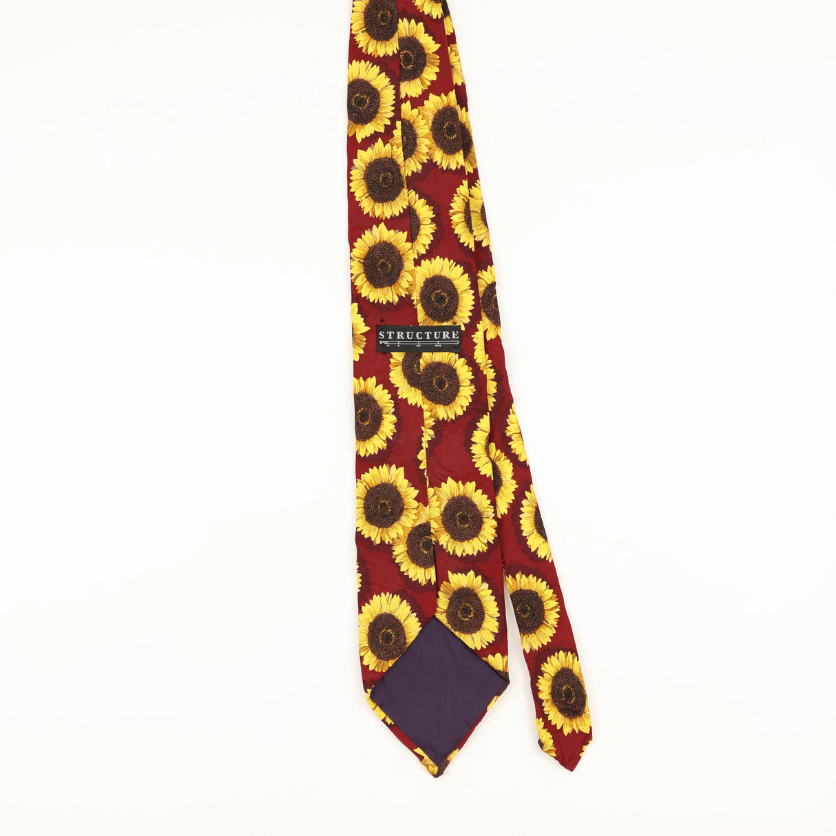 Back of Vintage 1990's Structure Sunflower Floral Patterned Tie