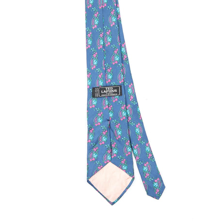 Back Back Detail of Vintage 1980's Ted Lapidus Flowers Paisley Patterned Tie