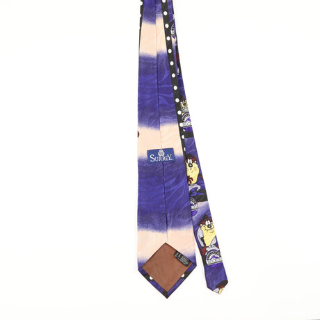 Back of Vintage 1990's Surrey Colorado Rockies Taz Cartoon Patterned Tie