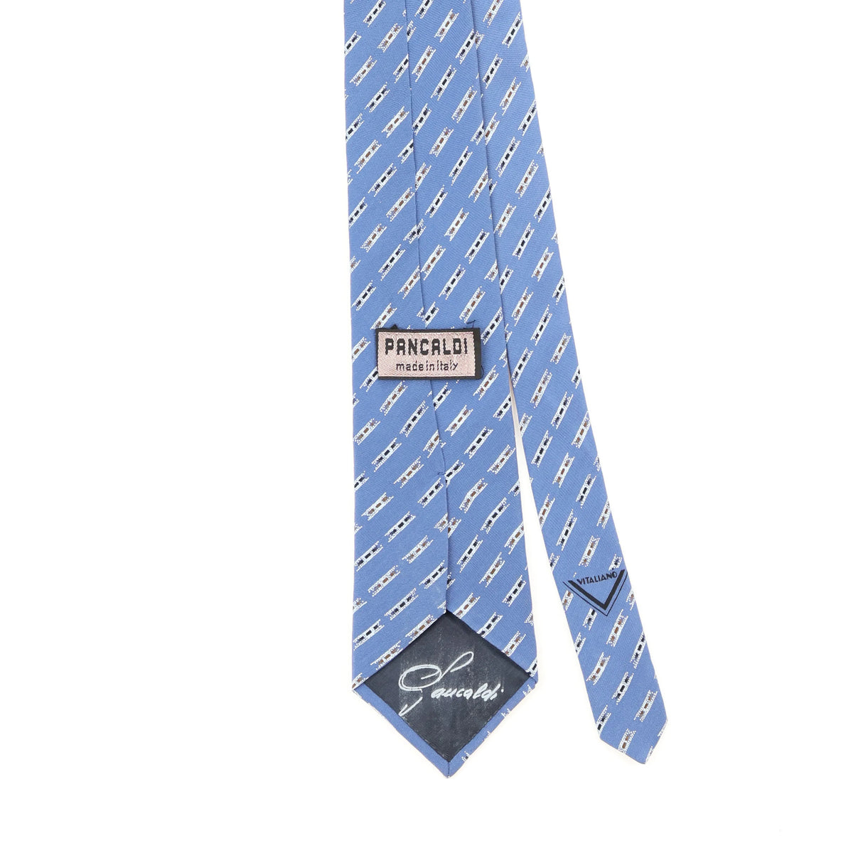 Back Back Detail of Vintage 1990's Vitaliano Pancaldi Striped Patterned Tie