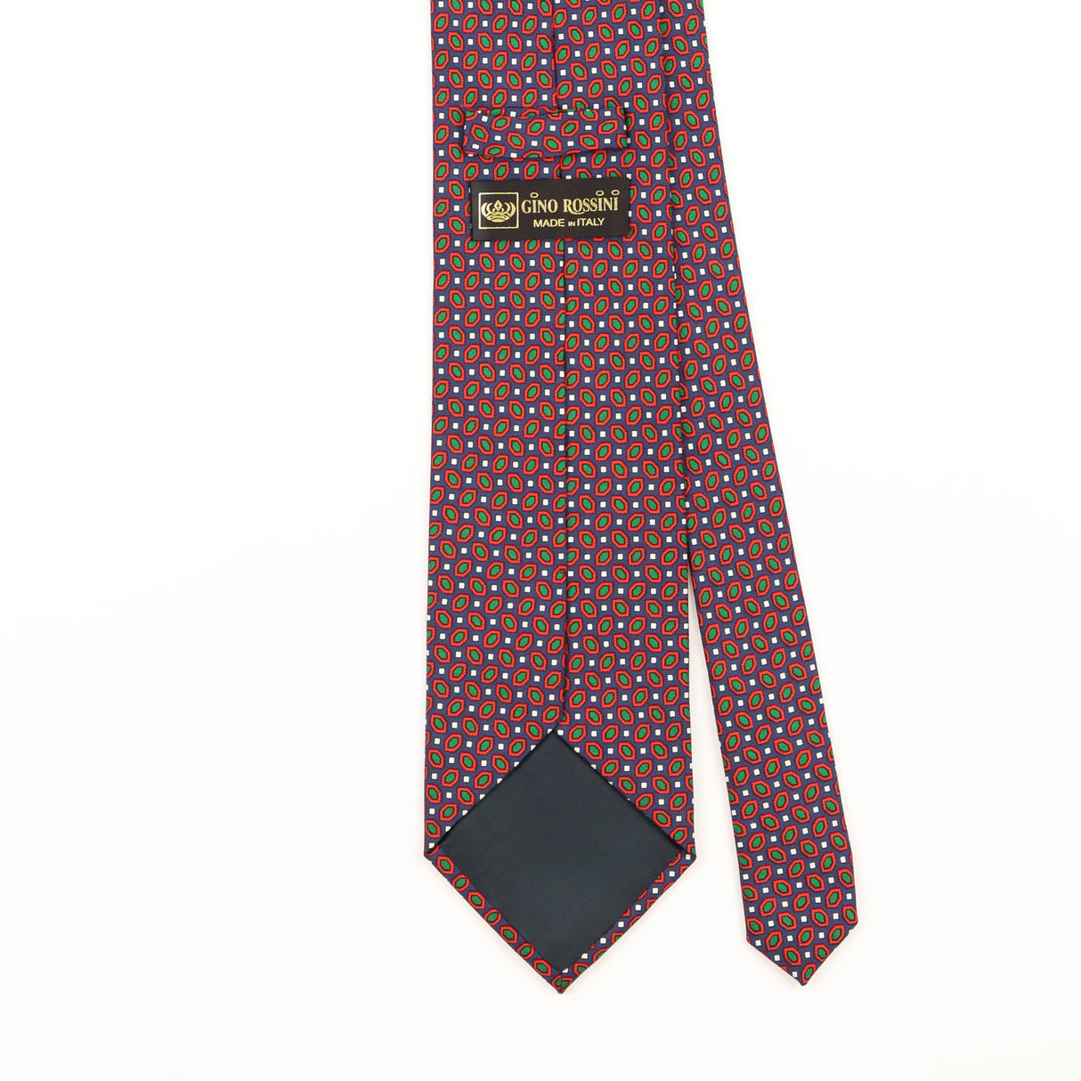 Back Detail of Vintage 1990's Gino Rossini Geometric Patterned Tie
