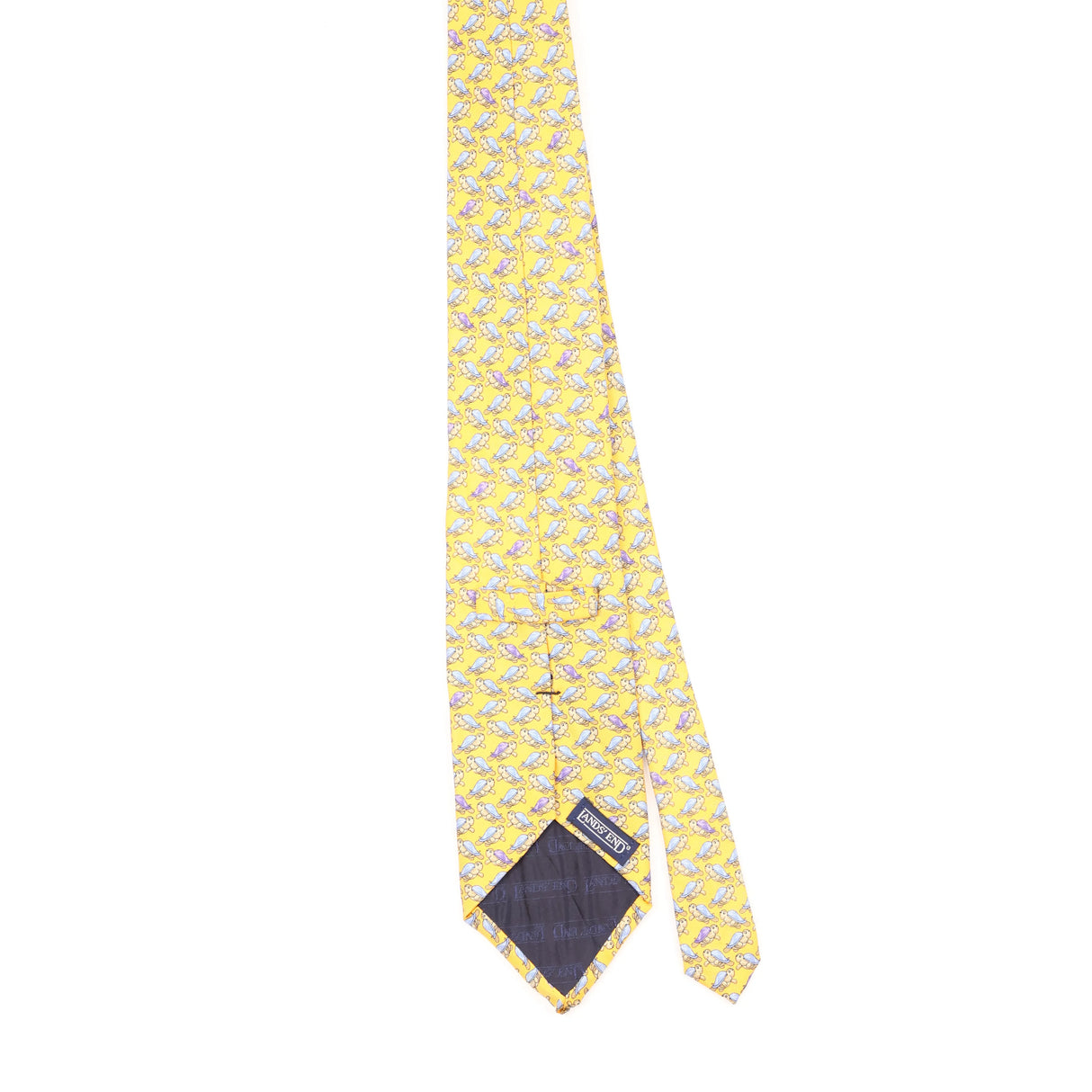 Back Back of Vintage 1990's Lands' End Turtle Geometric Patterned Tie