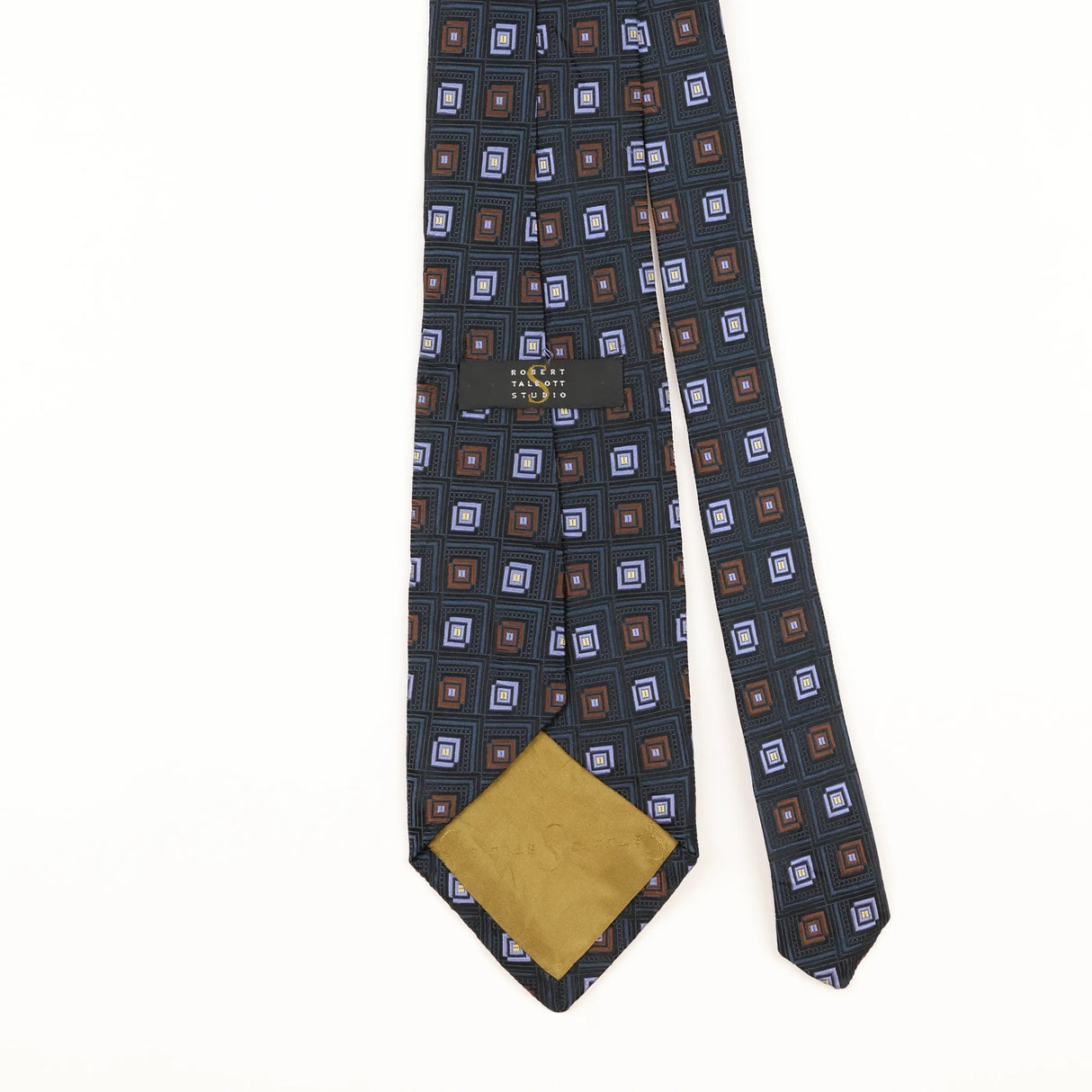 Back Detail of Vintage 1990's Robert Talbott Geometric Patterned Tie