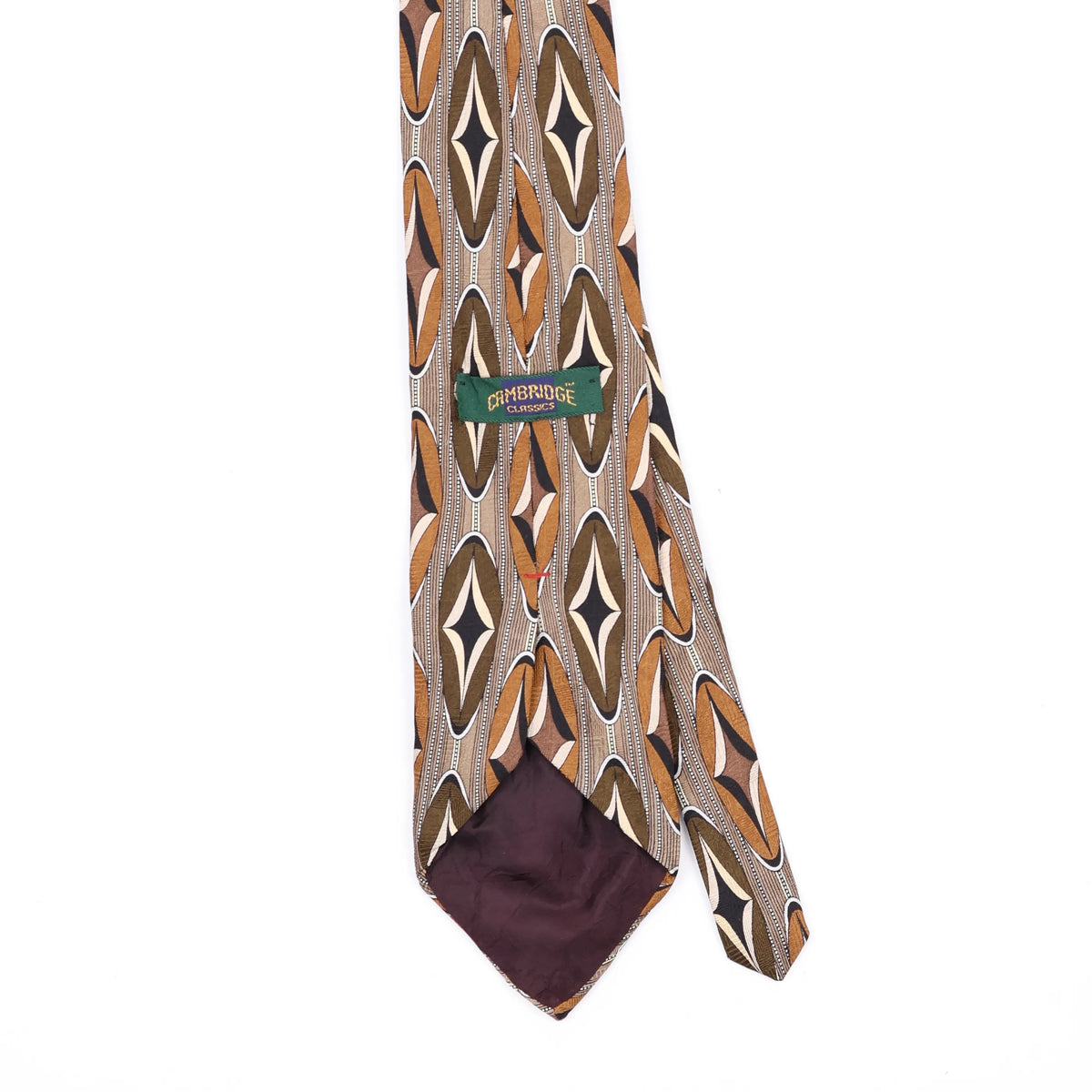 Back Back Detail of Vintage 1990's Cambridge Classics Geometric Patterned Tie