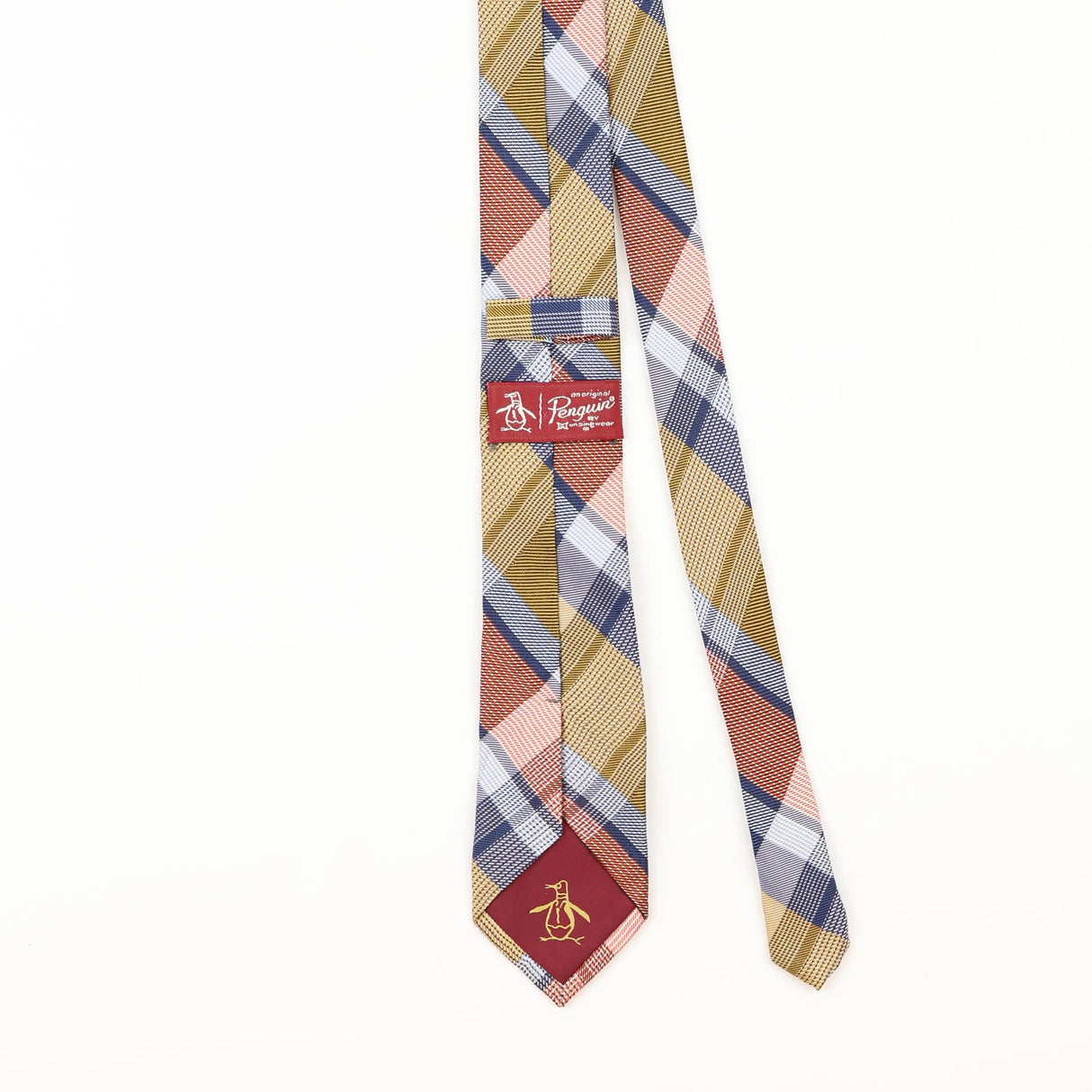 Back Detail of Vintage Penguin Plaids & Checks Patterned Tie