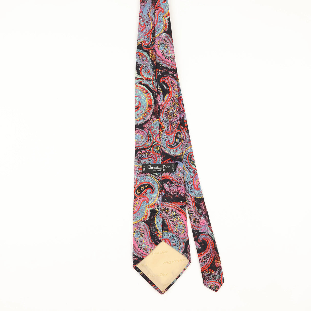 Back of Vintage 1990's Christian Dior Paisley Patterned Tie