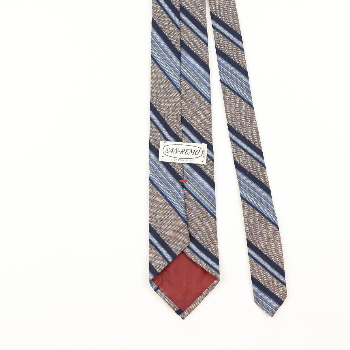 Back Detail of Vintage Repp Striped Patterned Tie