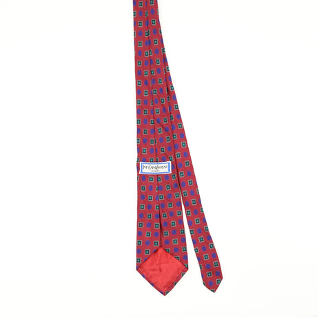 Back of Vintage 1980's Yves Saint Laurent Geometric Patterned Tie