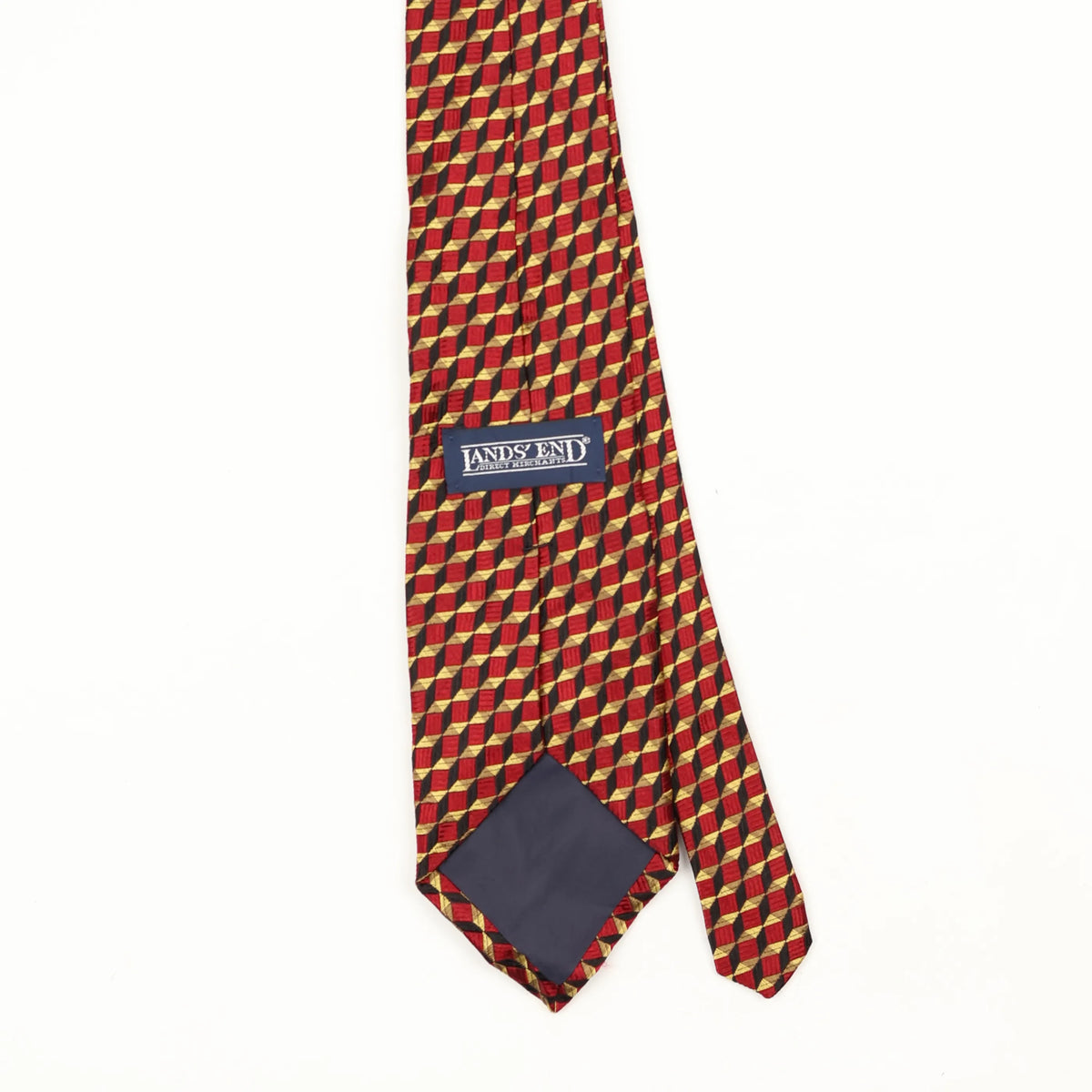 Back Back Detail of Vintage 1990's Lands' End Geometric Patterned Tie