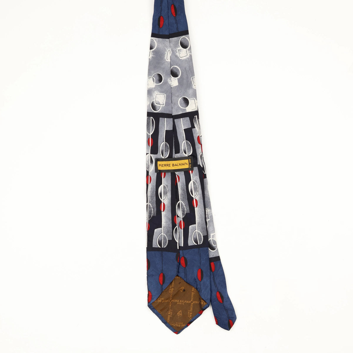 Back Back of Vintage 1990's Pierre Balmain Circles Geometric Patterned Tie