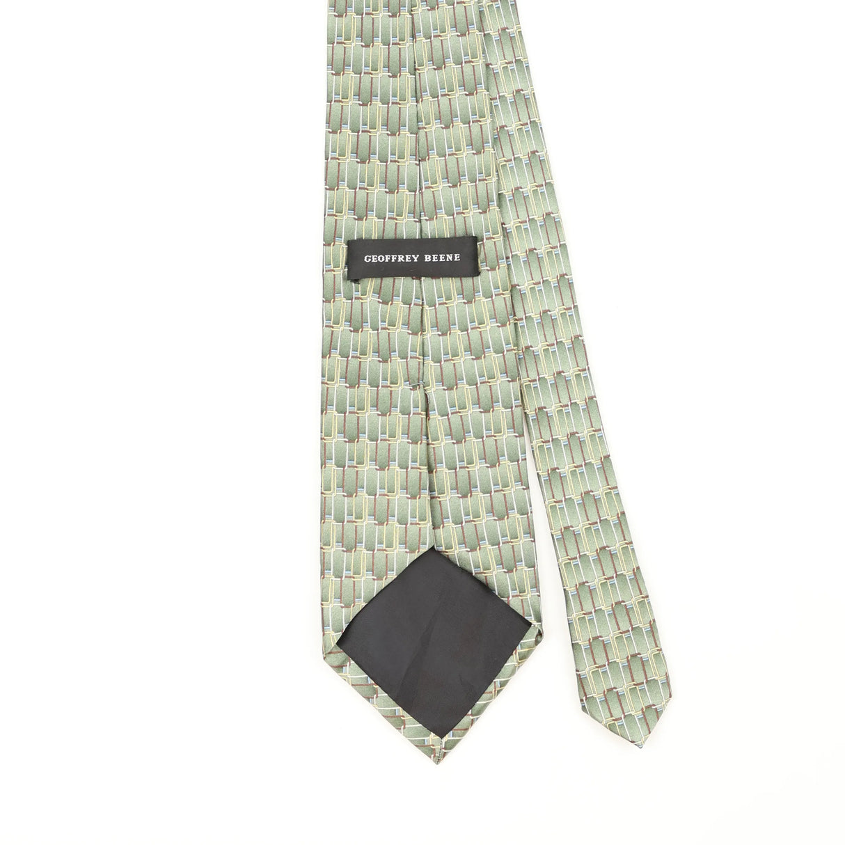 Back Back Detail of Vintage Geoffrey Beene Rectangles Geometric Patterned Tie