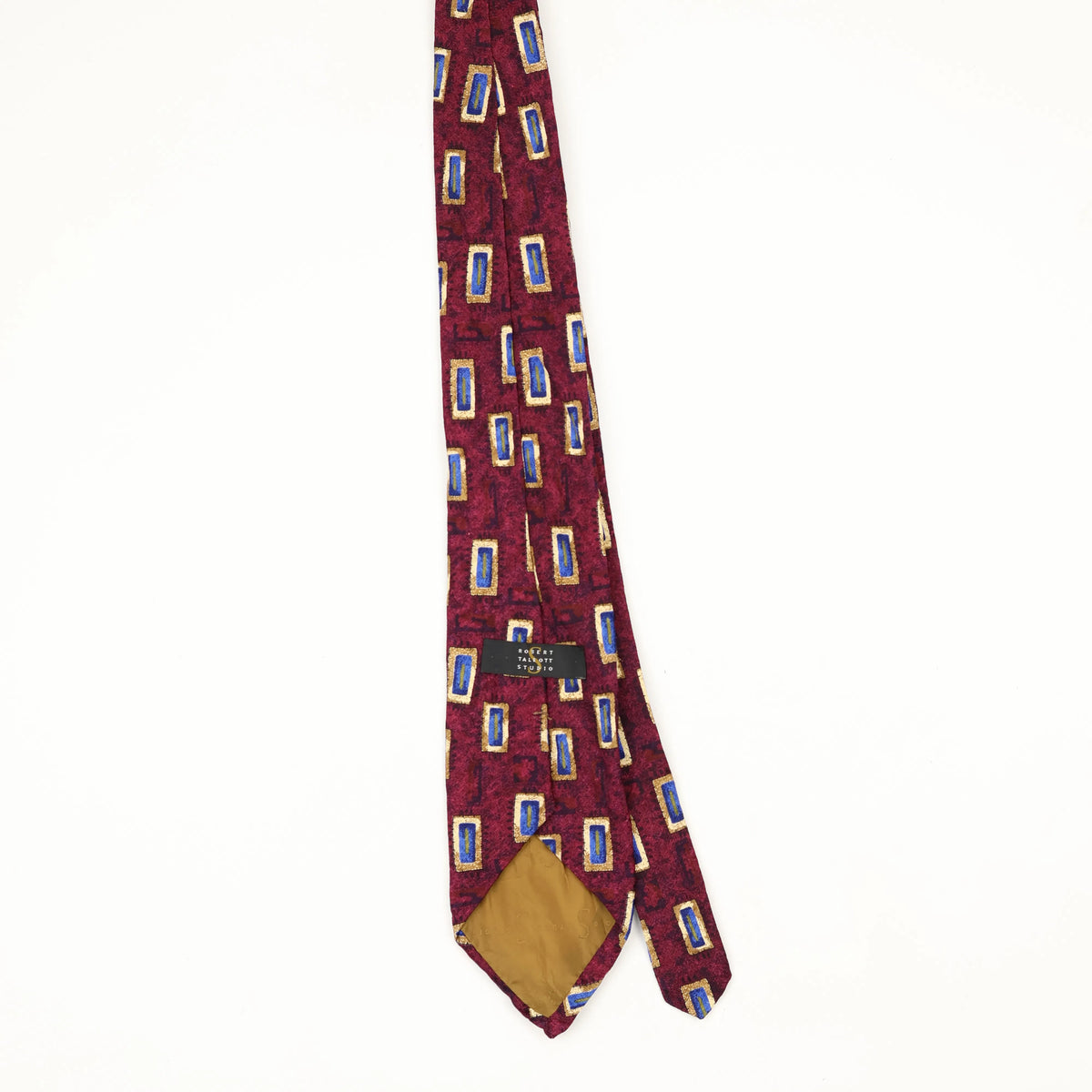 Back Back of Vintage 1990's Robert Talbott Geometric Patterned Tie