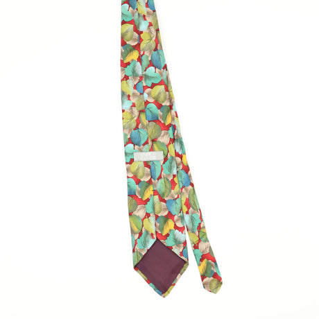 Back Back of Vintage 1990's Enrico Coveri Leaves Floral Patterned Tie