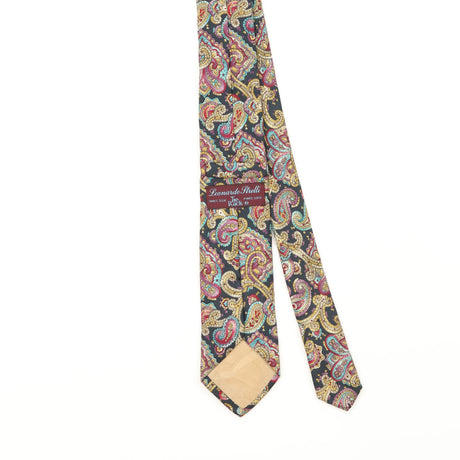 Back Detail of Vintage 1990's Tie Rack Leonardo Strelli Paisley Patterned Tie
