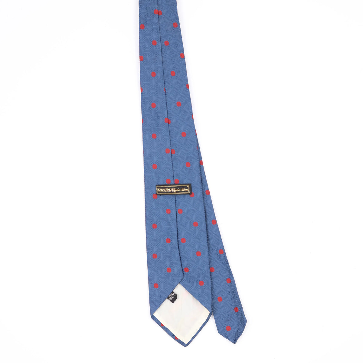 Back Back of Vintage 1980's Sears Polka Dot Patterned Tie