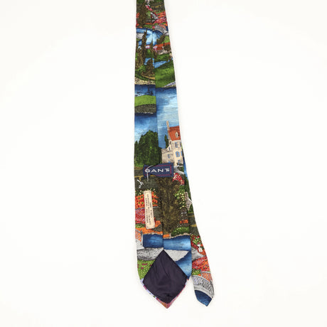 Back Back of Vintage 1990's Gant Landscape Abstract Patterned Tie