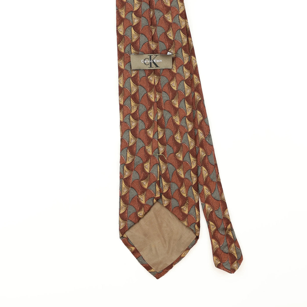 Back Detail of Vintage 1990's Calvin Klein Geometric Patterned Tie
