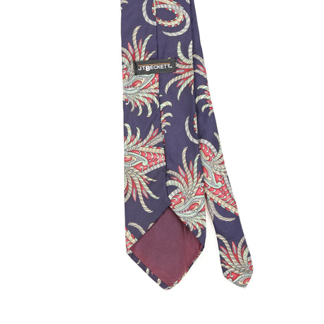 Back Back Detail of Vintage 1990's J.T. Beckett Paisley Patterned Tie