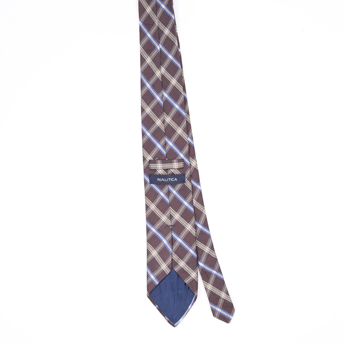 Back Back of Vintage 1990's Nautica Check Patterned Tie