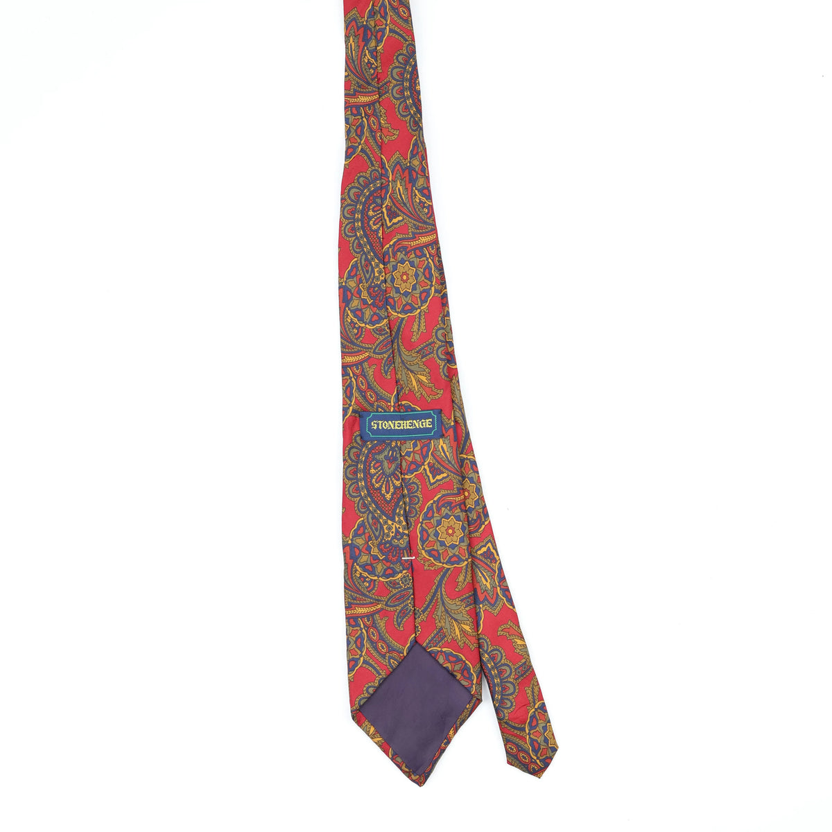 Back Back of Vintage 1990's Stonehenge Paisley Patterned Tie