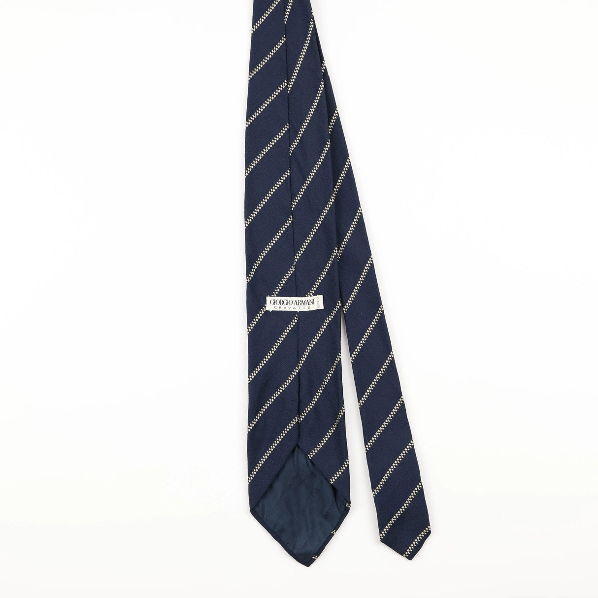Back of Vintage 1990's Giorgio Armani Striped Patterned Tie